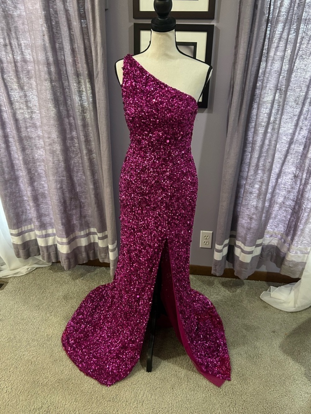 NWT Sherri Hill One Shoulder Sequin Gown